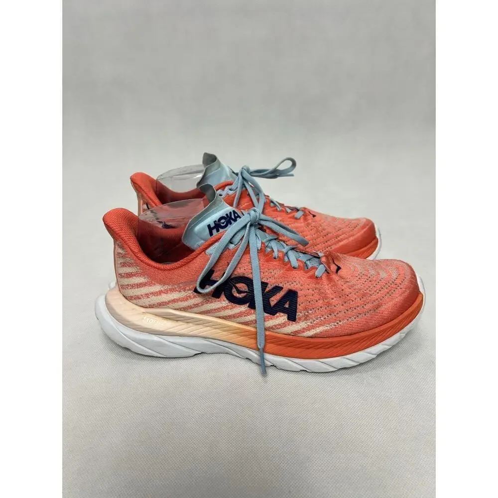 Hoka One One Mach 5 Womens Size 8.5B Orange Pink Athletic Running Shoes Sneakers